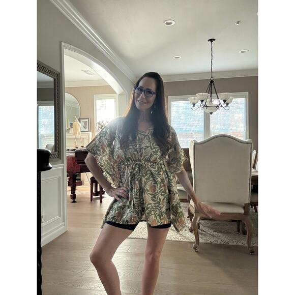 NWT Aawari Kurtis Dolman Sleeved Kaftan Floral Mini Dress Size S-M | QUICK SHIP - Picture 2 of 7